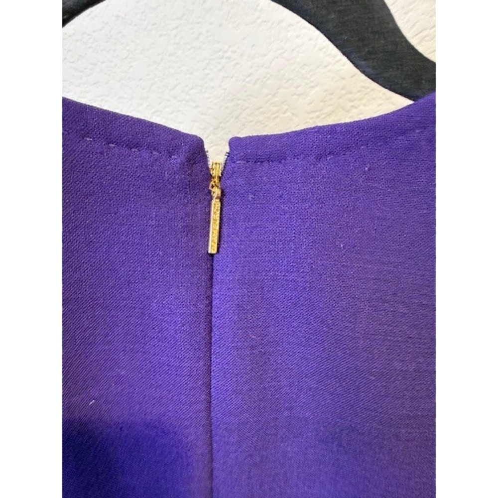 Tory Burch Purple Wool Blend Sleeveless Shift Dress Gold Zip Pockets Size 4 - Picture 7 of 8